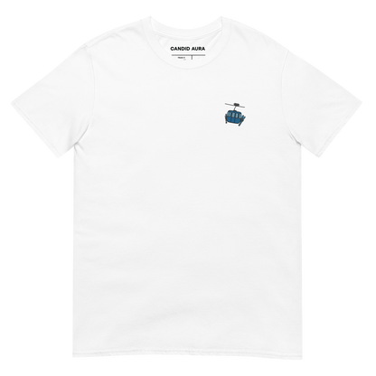 Winter Embroidered Ski Lift on left chest of a White T-Shirt